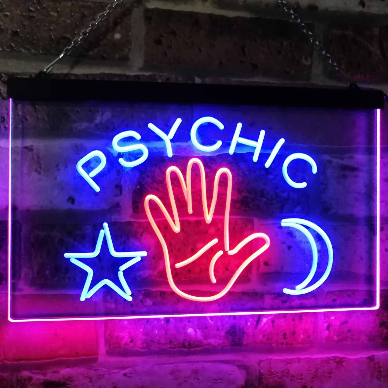 Psychic Reader Star Moon Dual Color Led Neon Sign